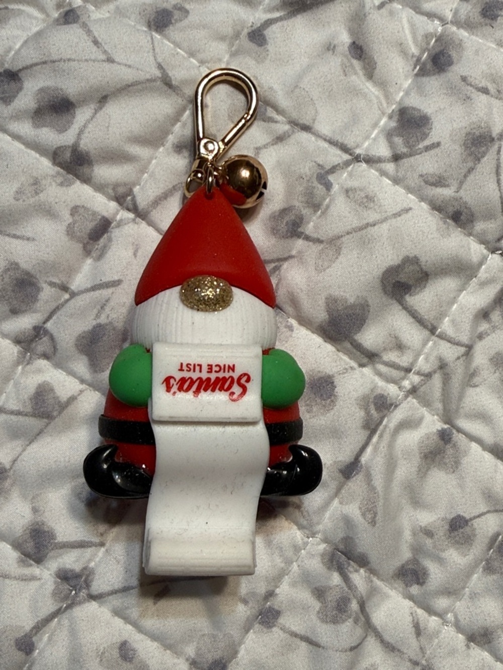 Santa Gnome hand sanitizer holder Charm in Red, White & Green